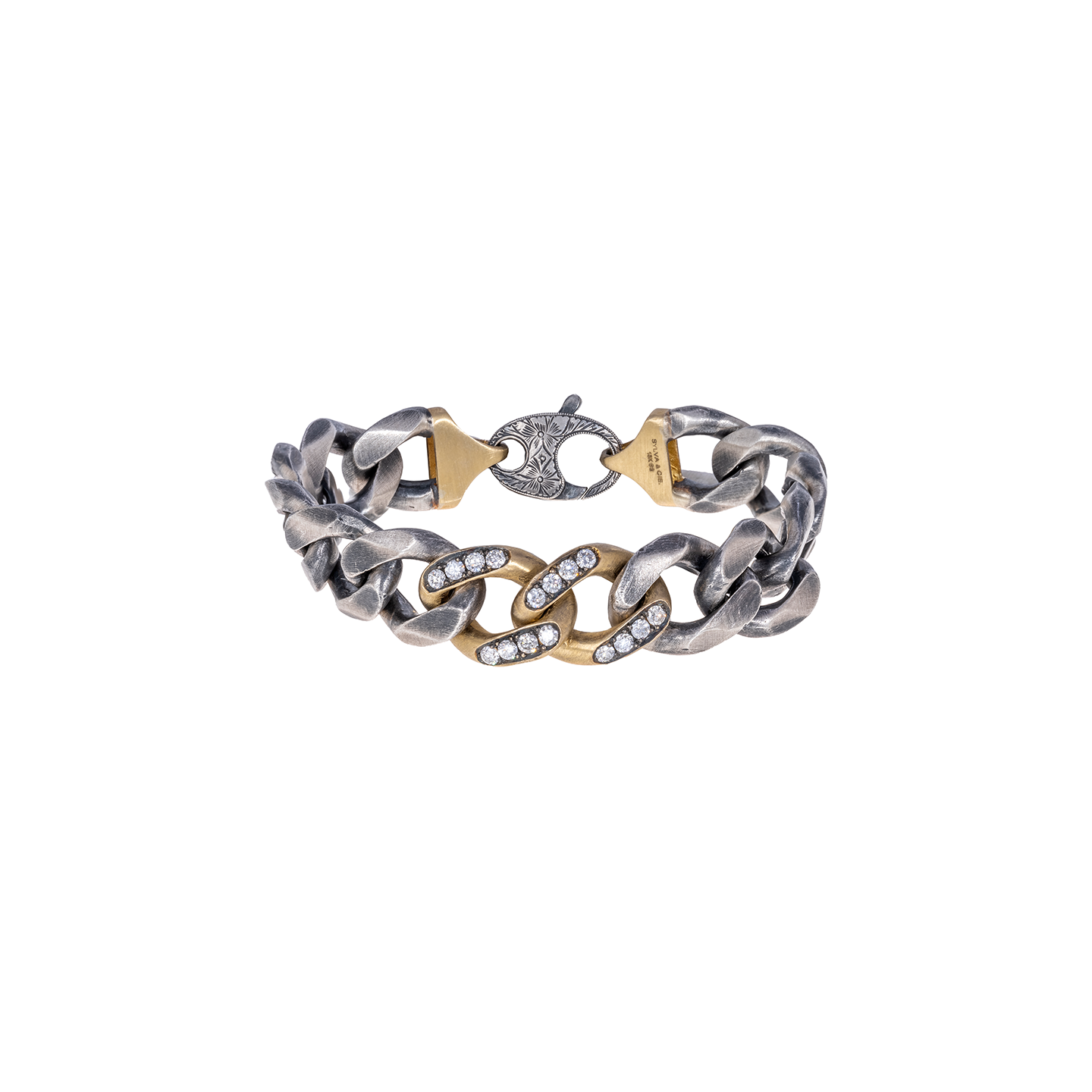 Sylva & Cie Two Tone Link Bracelet with Diamonds