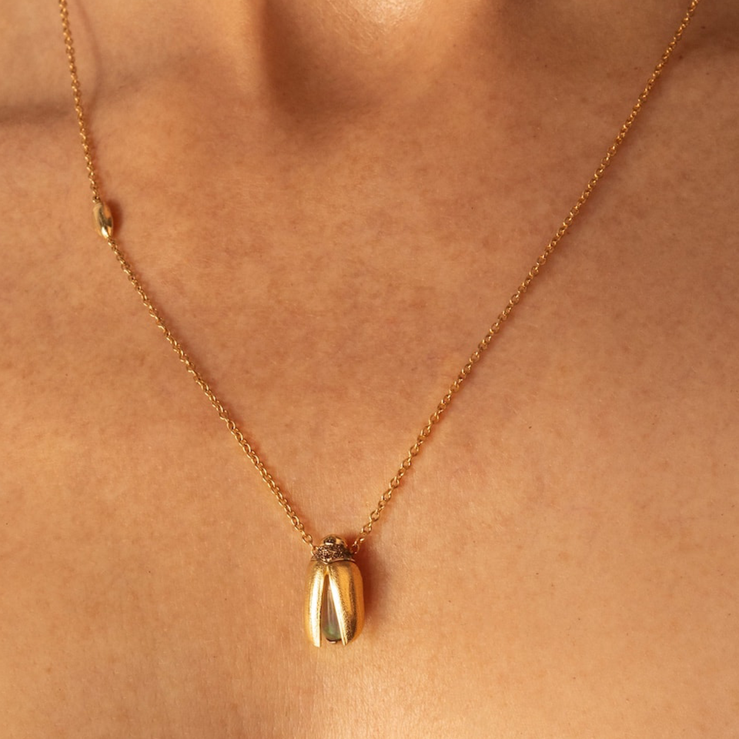 Bibi Van Der Velden Short Solo Scarab Opal Fly Wing Necklace