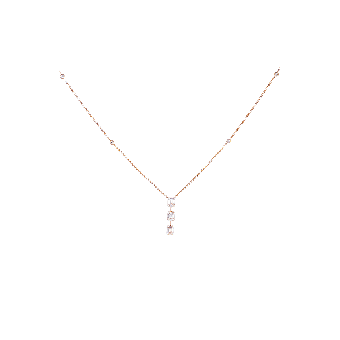 Kai Linz Diamond Baguette Lariat Necklace