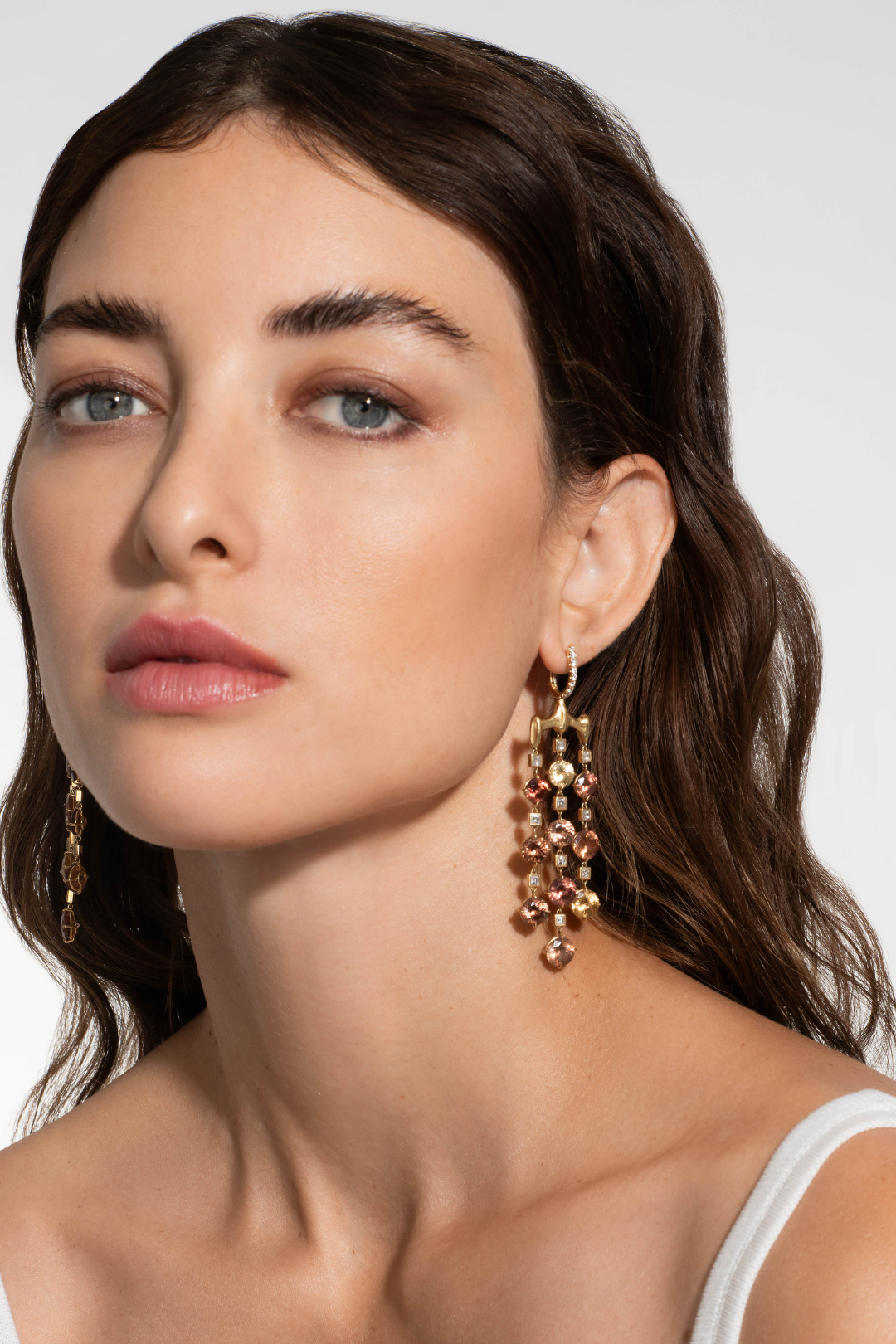 VRAM One-of-a-Kind Chrona Chandelier Zircon and Diamond Earrings