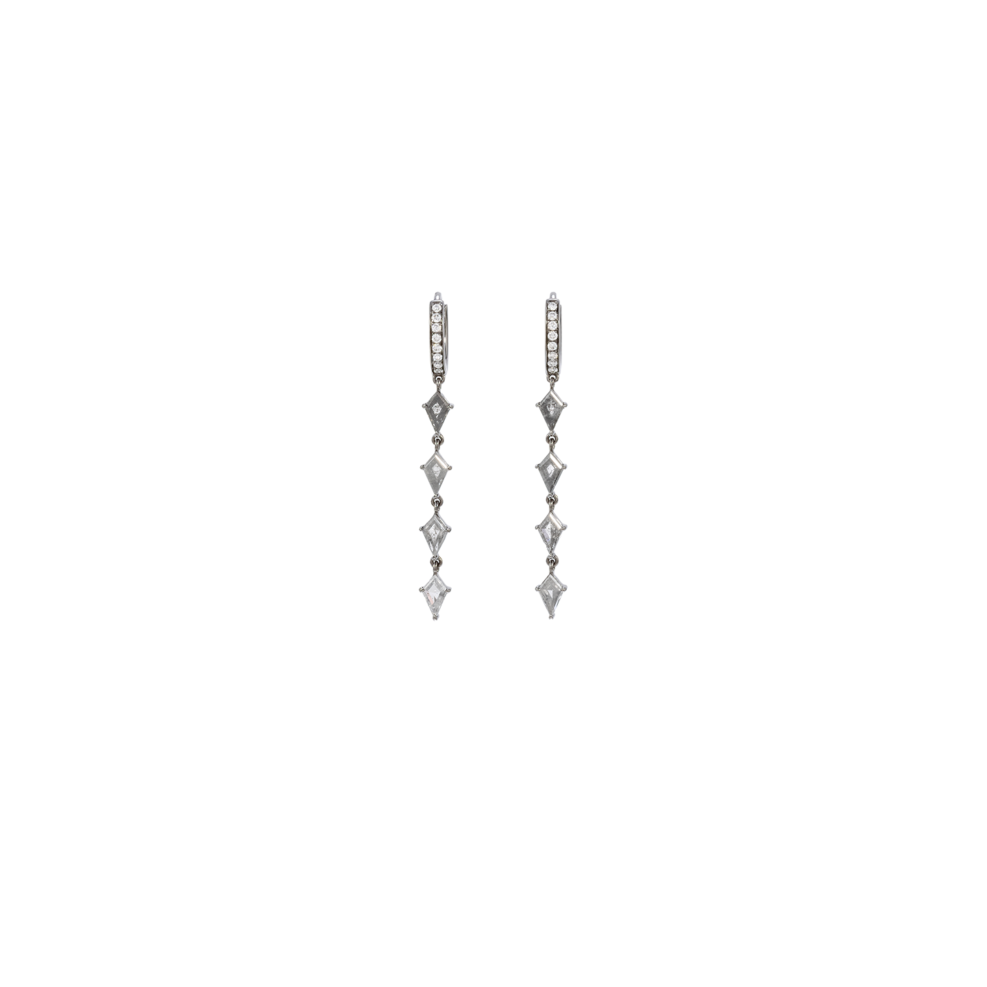 Eva Fehren Grey Ezzat Prism IV Hoops with Elongated Kite Shaped Diamonds