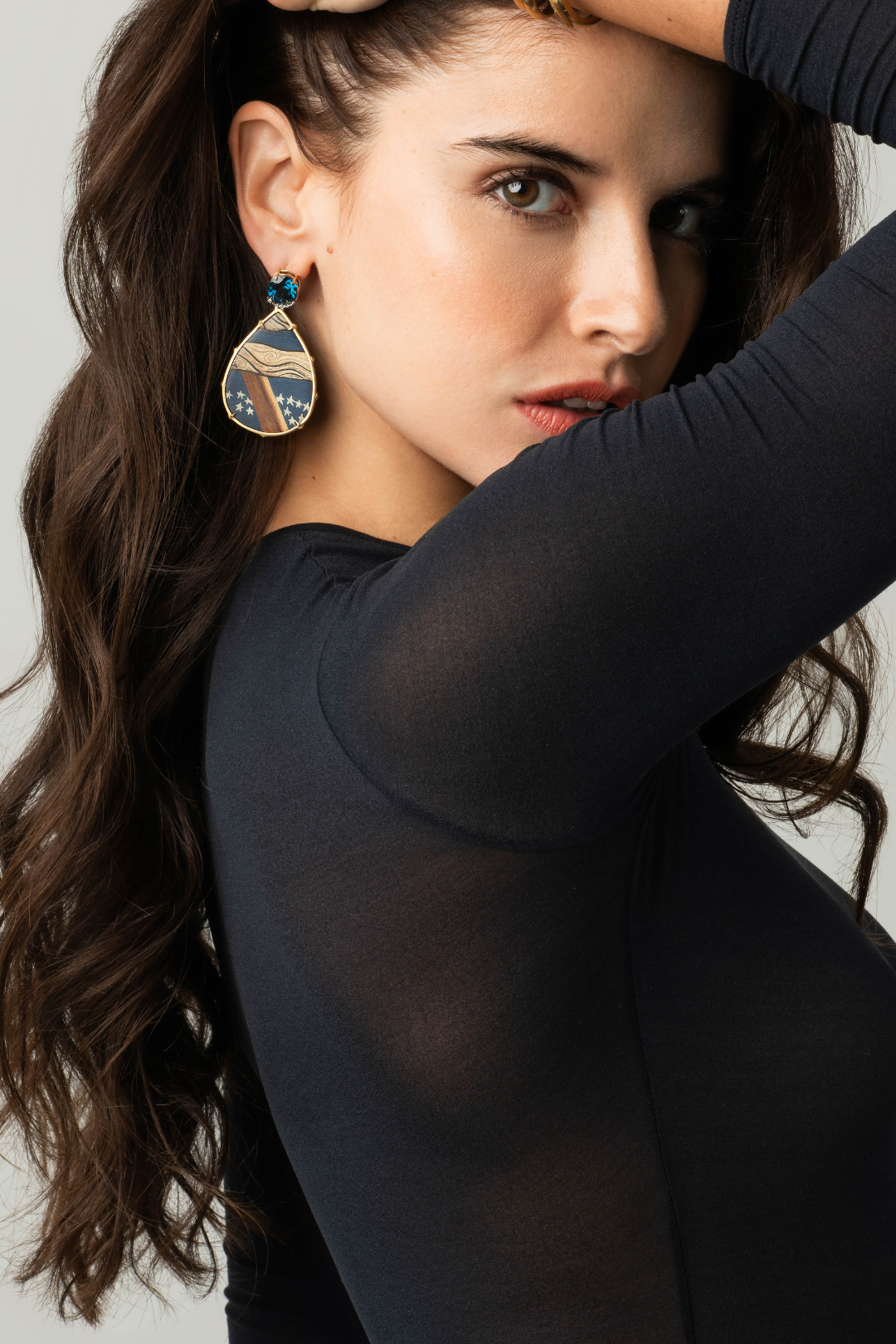 Silvia Furmanovich Quintessence 'Marquetry' Teardrop Via Lactea Earrings