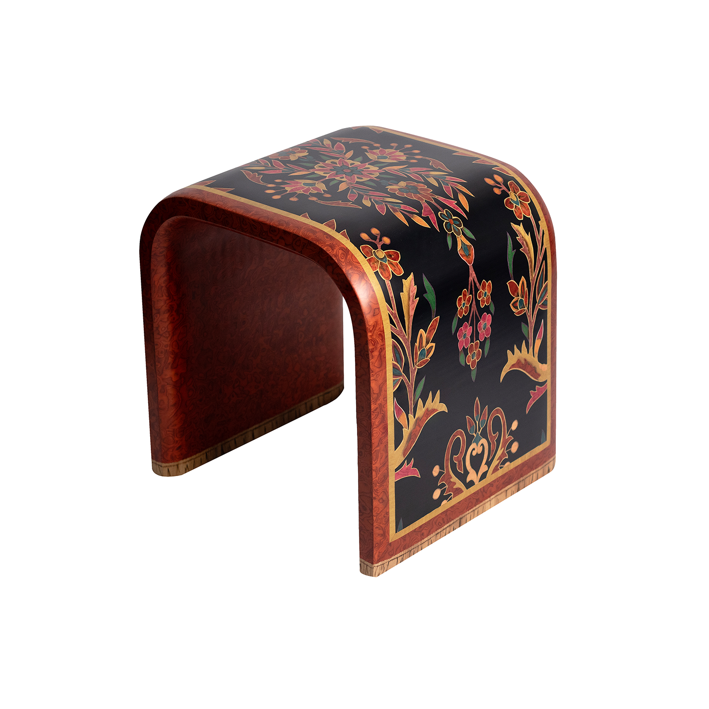 Silvia Furmanovich Marquetry Stool with Kashmir Print