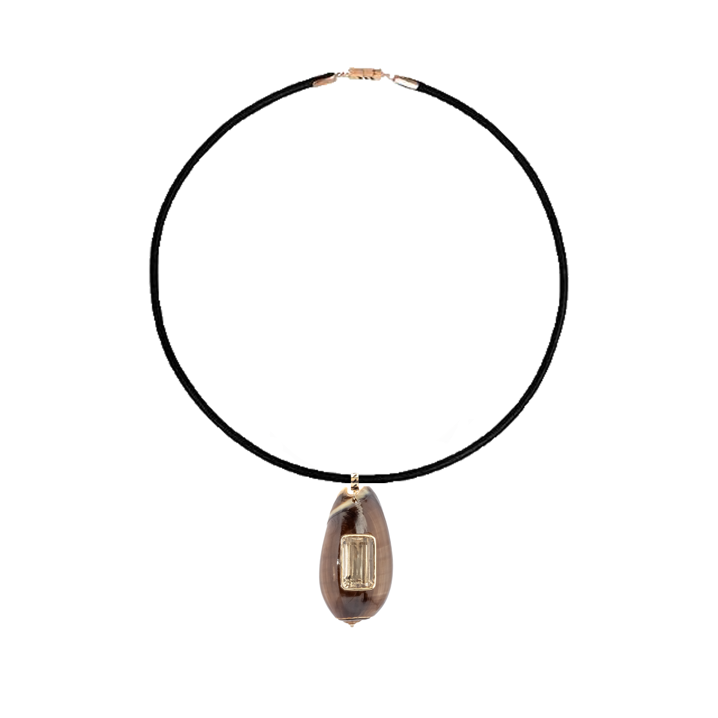 Dezso Sanaya Brown Shell Charm with Aquamarine