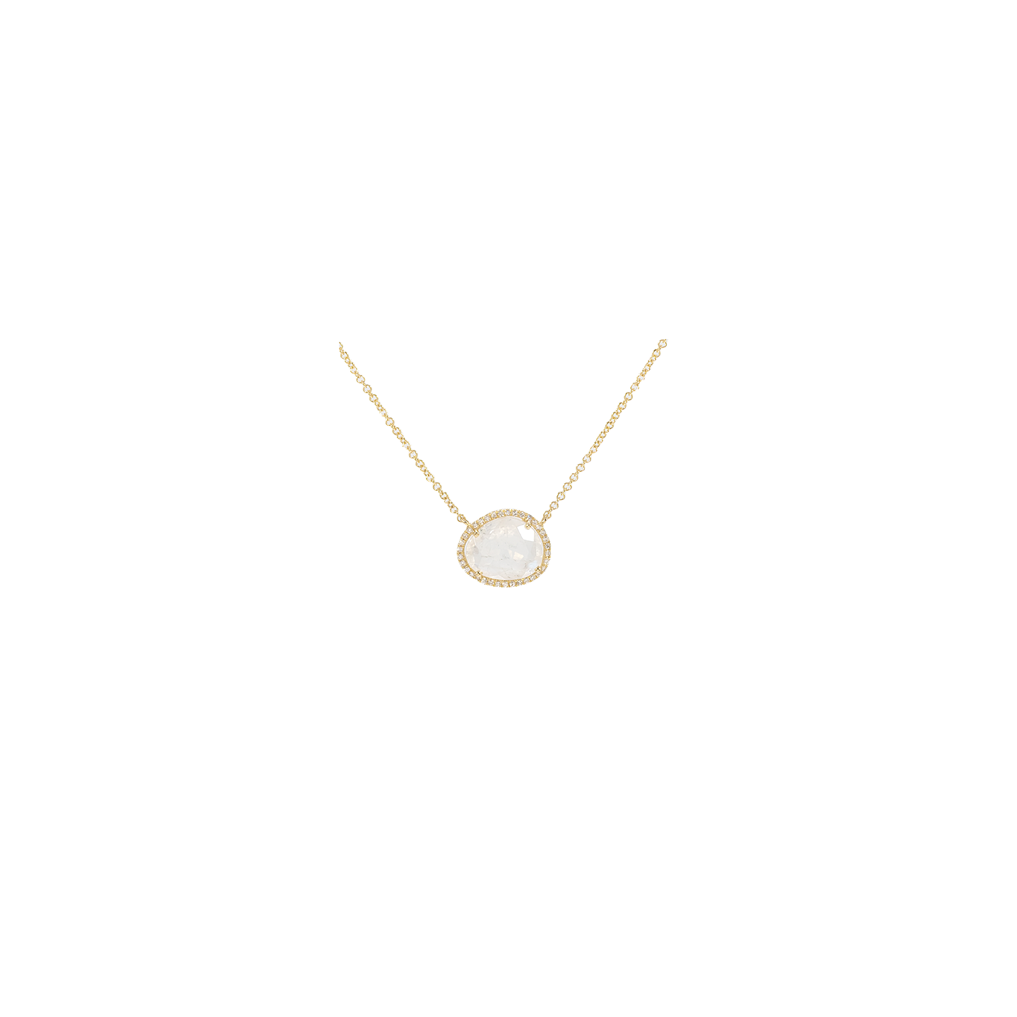 Kai Linz Moonstone Diamond Halo Necklace