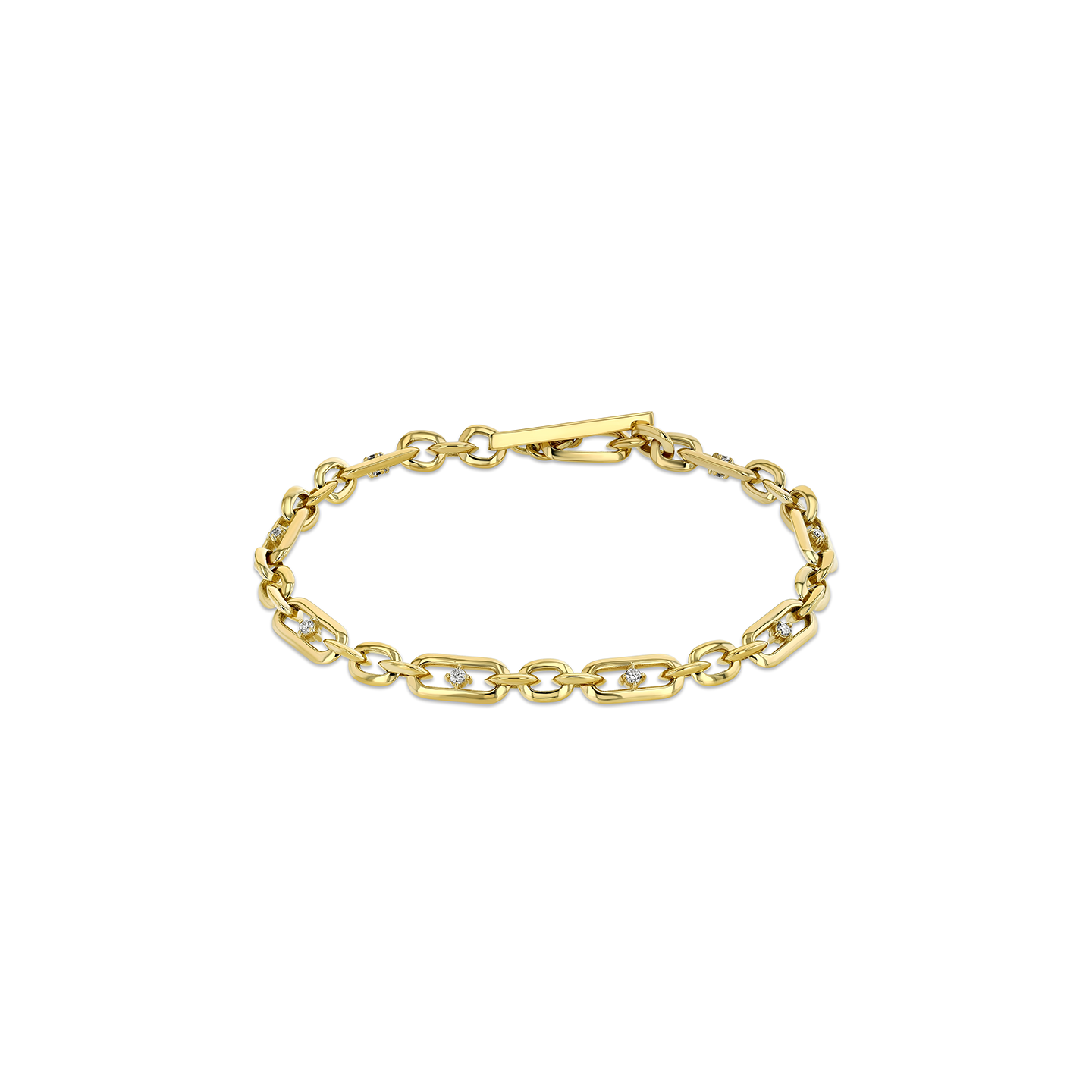 Lizzie Mandler Figaro Chain Bracelet with Diamonds