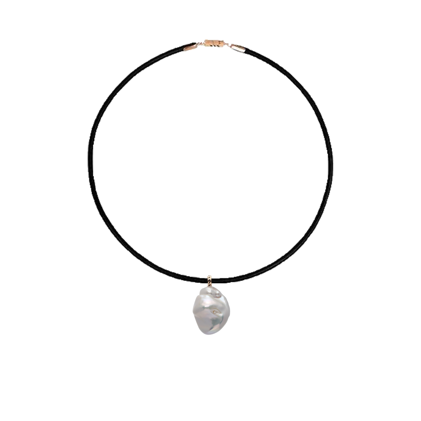 Dezso Grande Pearl Charm on Grey Cord Necklace