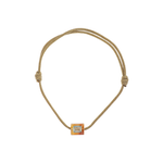 Dezso Agate Bead with Aquamarine on Tan Cord Necklace