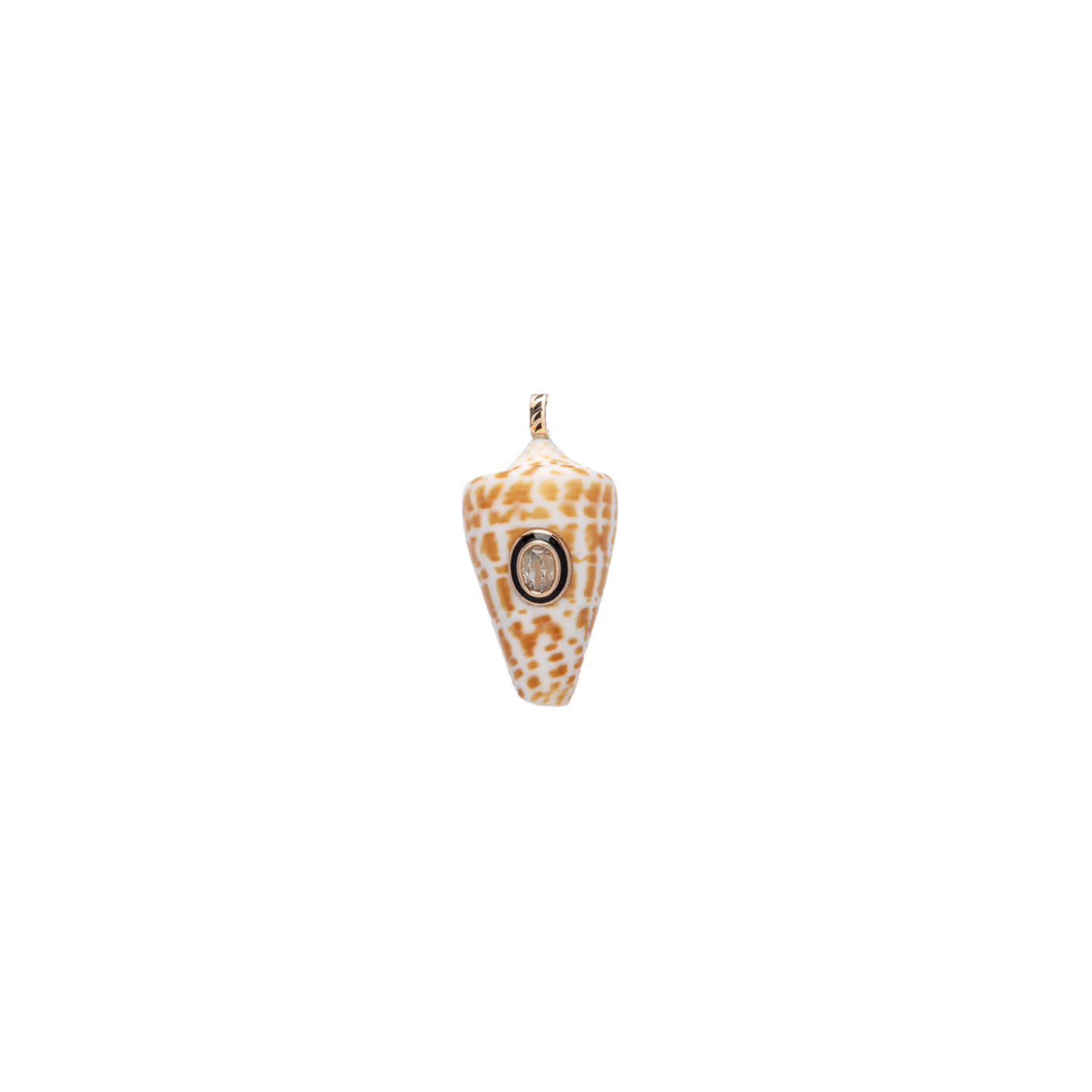 Dezso Tan Cord Necklace with Natural Shell Pendant with Sillimanite