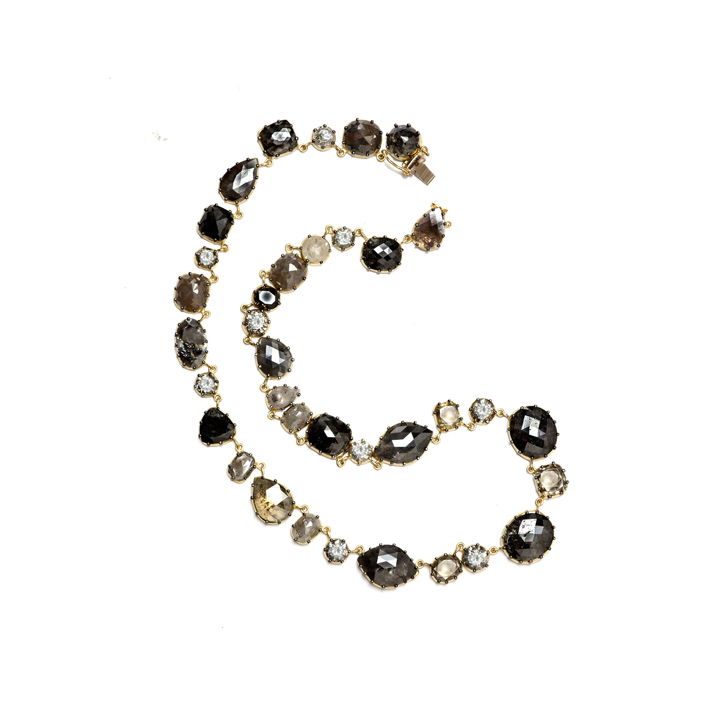 Sylva & Cie Grey and Rough Cut Diamond Necklace