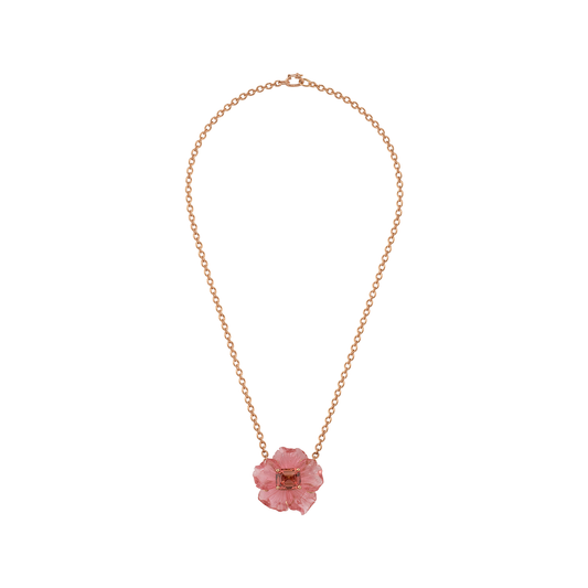 Irene Neuwirth 'Tropical Flower' One-of-a-Kind Carved Pink Tourmaline Necklace