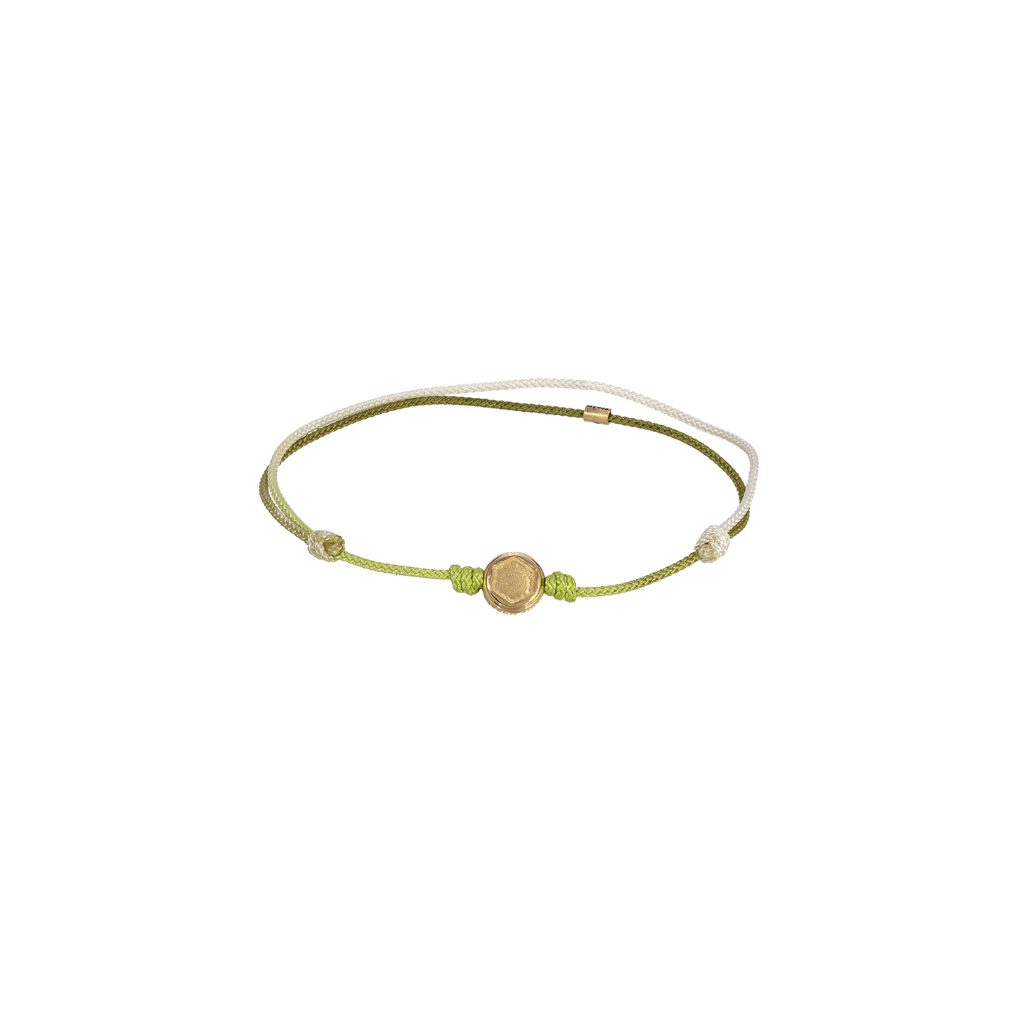 Luis Morais Small Hex Screw Disk on Green Ombre Cord Bracelet