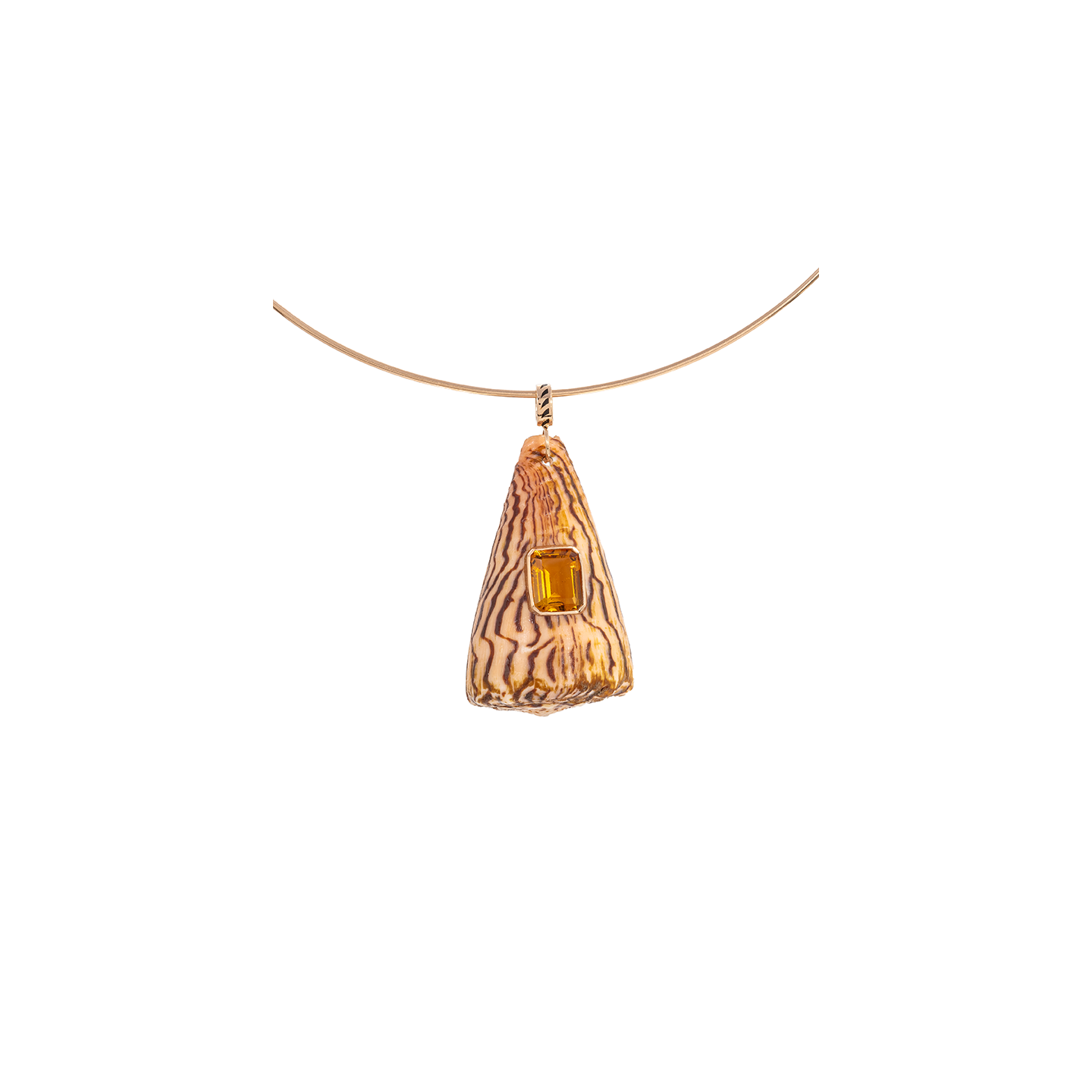 Dezso Natural Conus Shell Charm with Emerald Cut Citrine