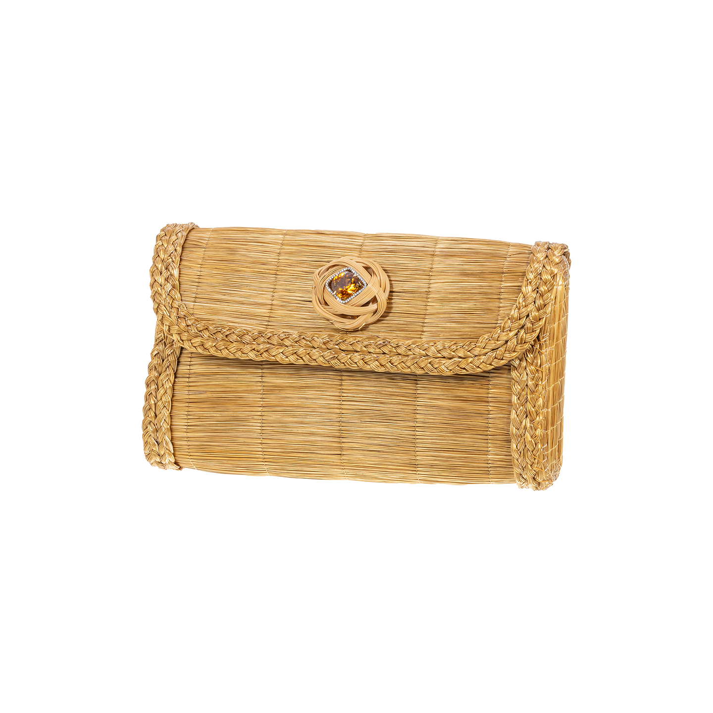 Silvia Furmanovich Golden Grass Braided Clutch
