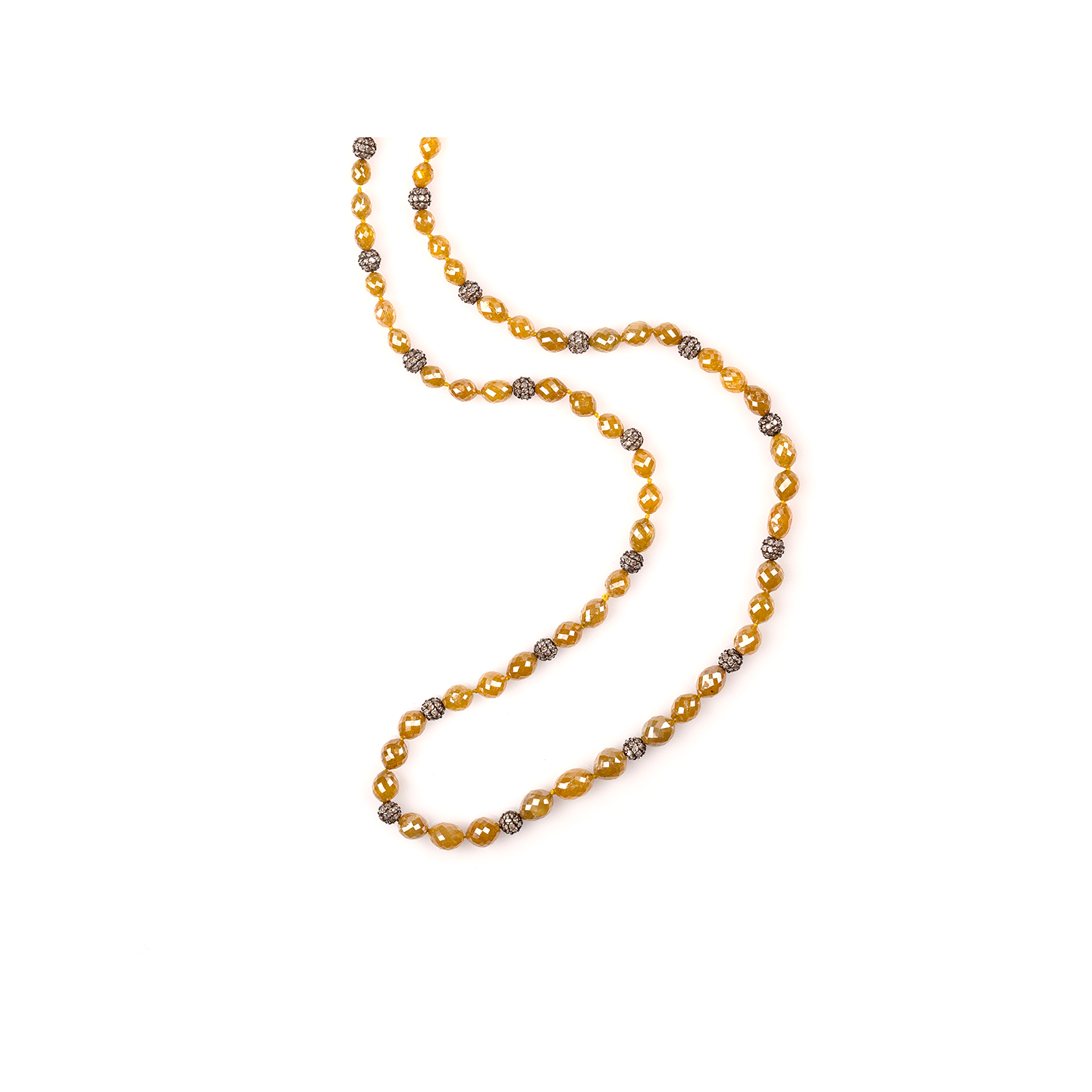 Sylva & Cie Greenish Rough Diamond and Rondelle Necklace