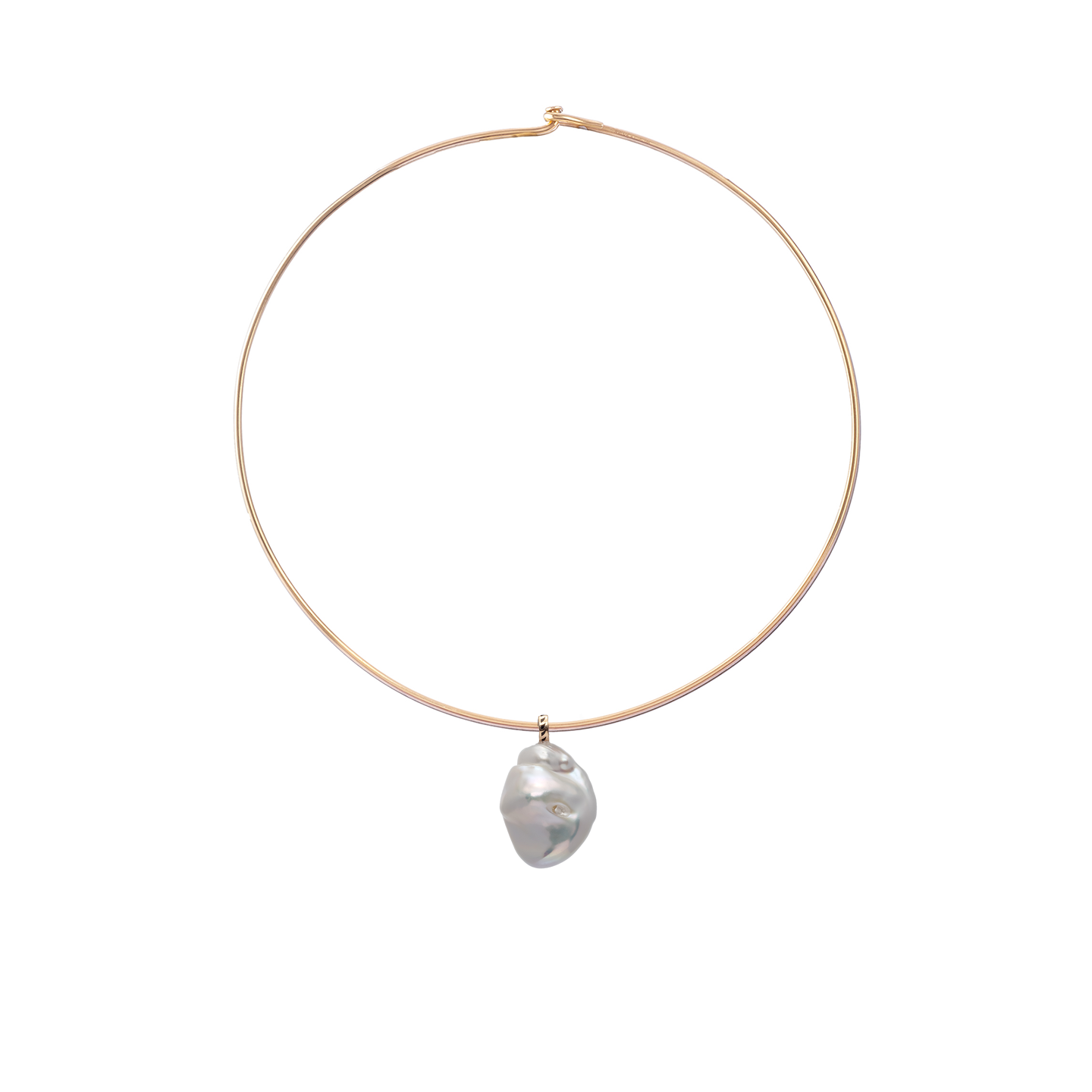 Dezso Grande Pearl Charm on Grey Cord Necklace