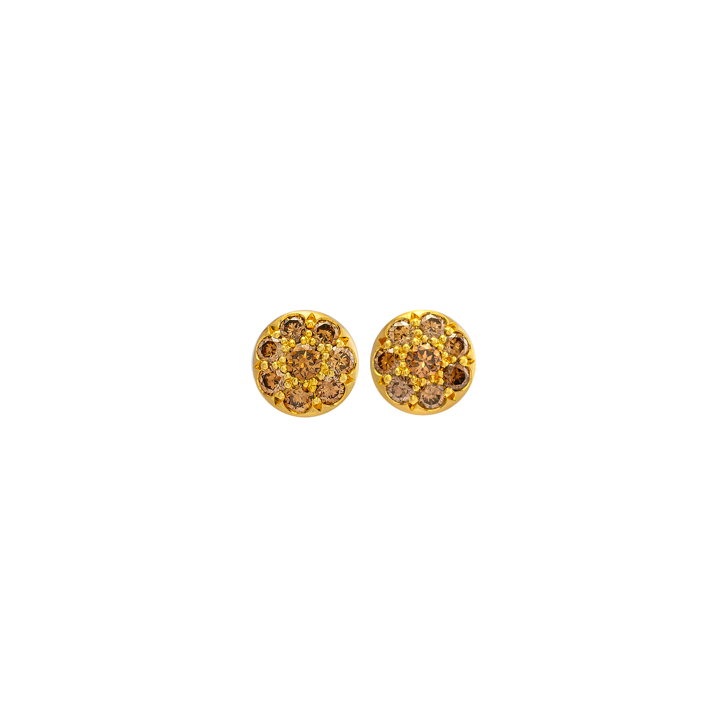 Caroline Ellen Large Pave Cognac Lentil Diamond Studs