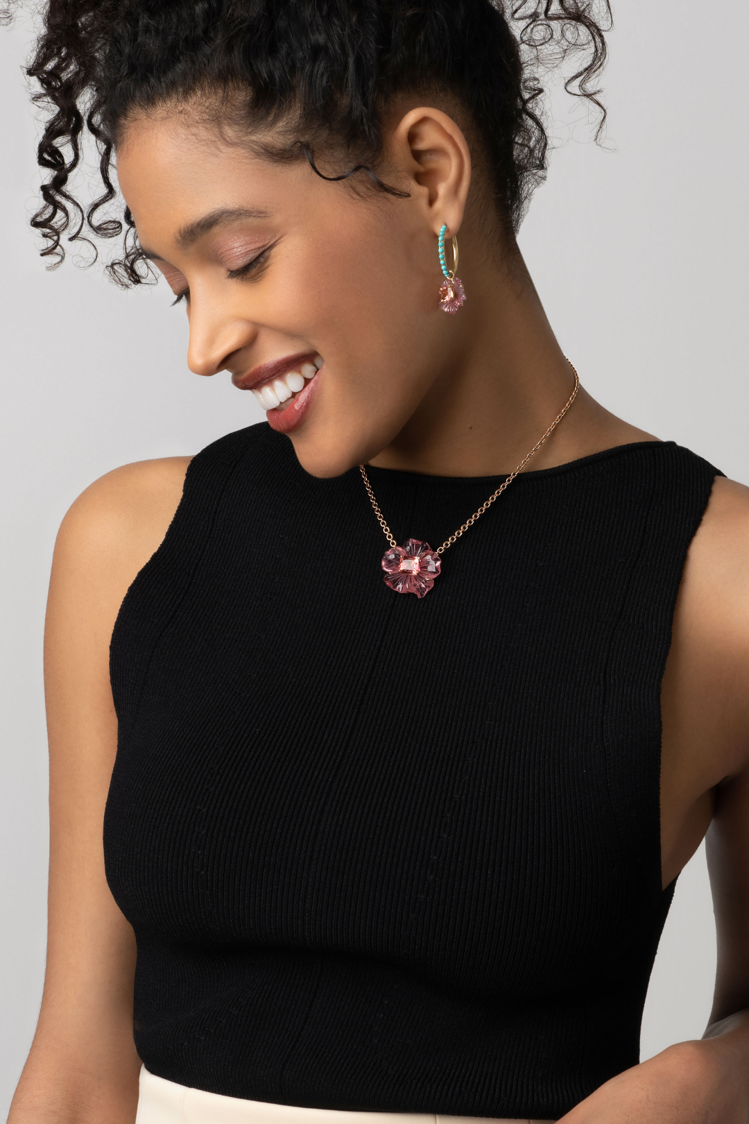 Irene Neuwirth 'Tropical Flower' One-of-a-Kind Carved Pink Tourmaline Necklace