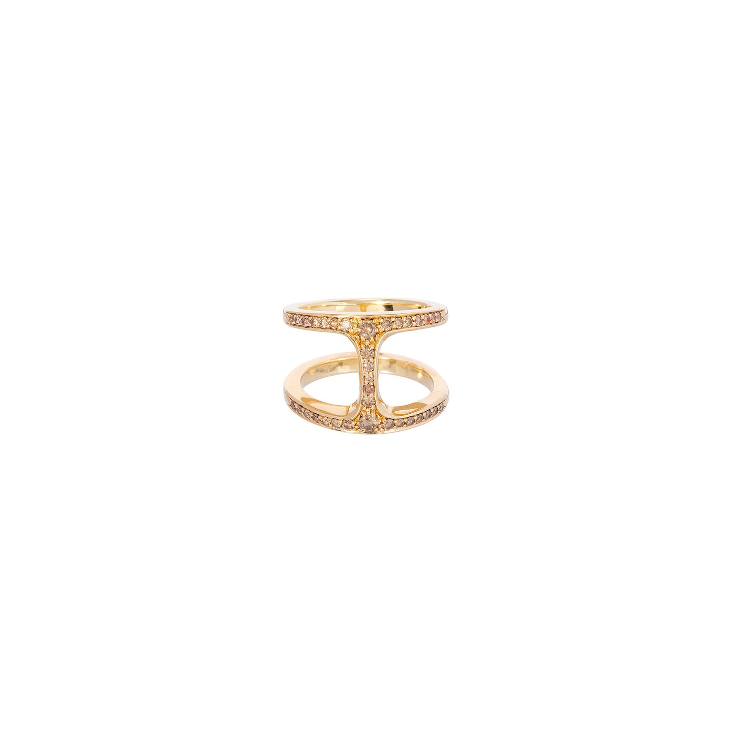 Hoorsenbuhs Yellow Gold Dame Phantom Ring with Cognac Diamonds