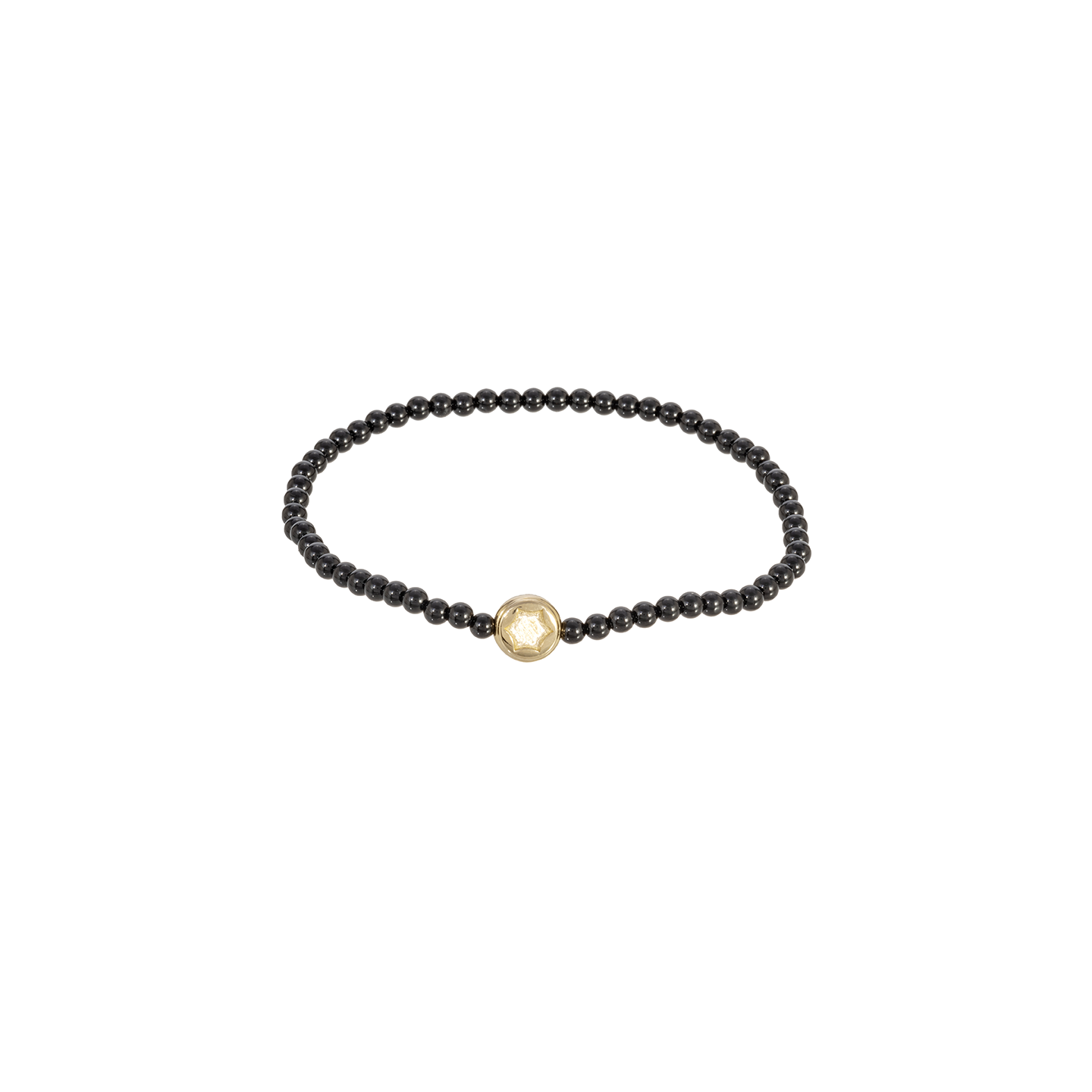 Luis Morais Small Star Screw Disk on Onyx Gemstone Beaded Bracelet