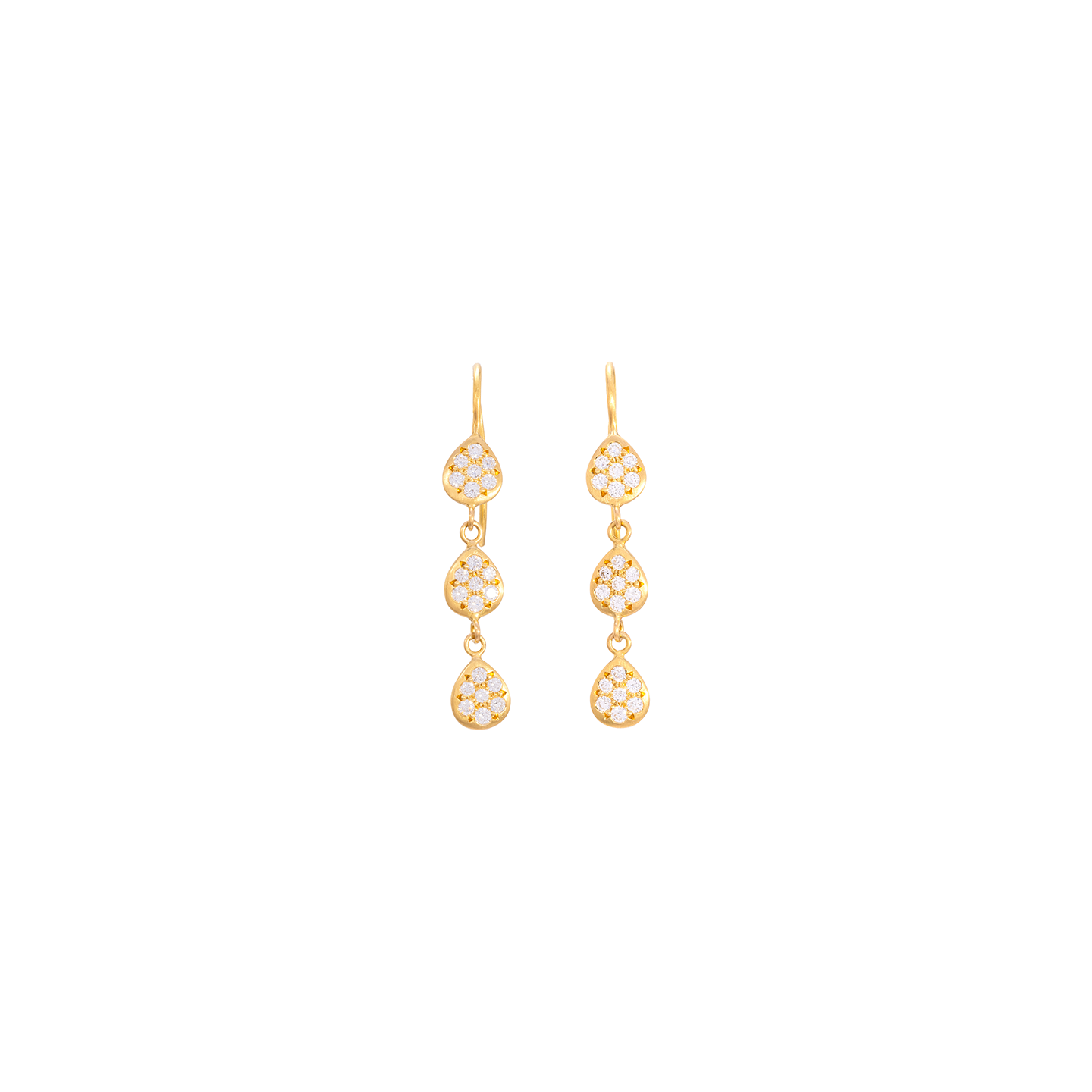 Caroline Ellen Triple Drop Pave Diamond Pearshape Earrings