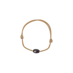 Dezso Classic Onyx Cowrie Bead with Sillimanite on Tan Cord Necklace