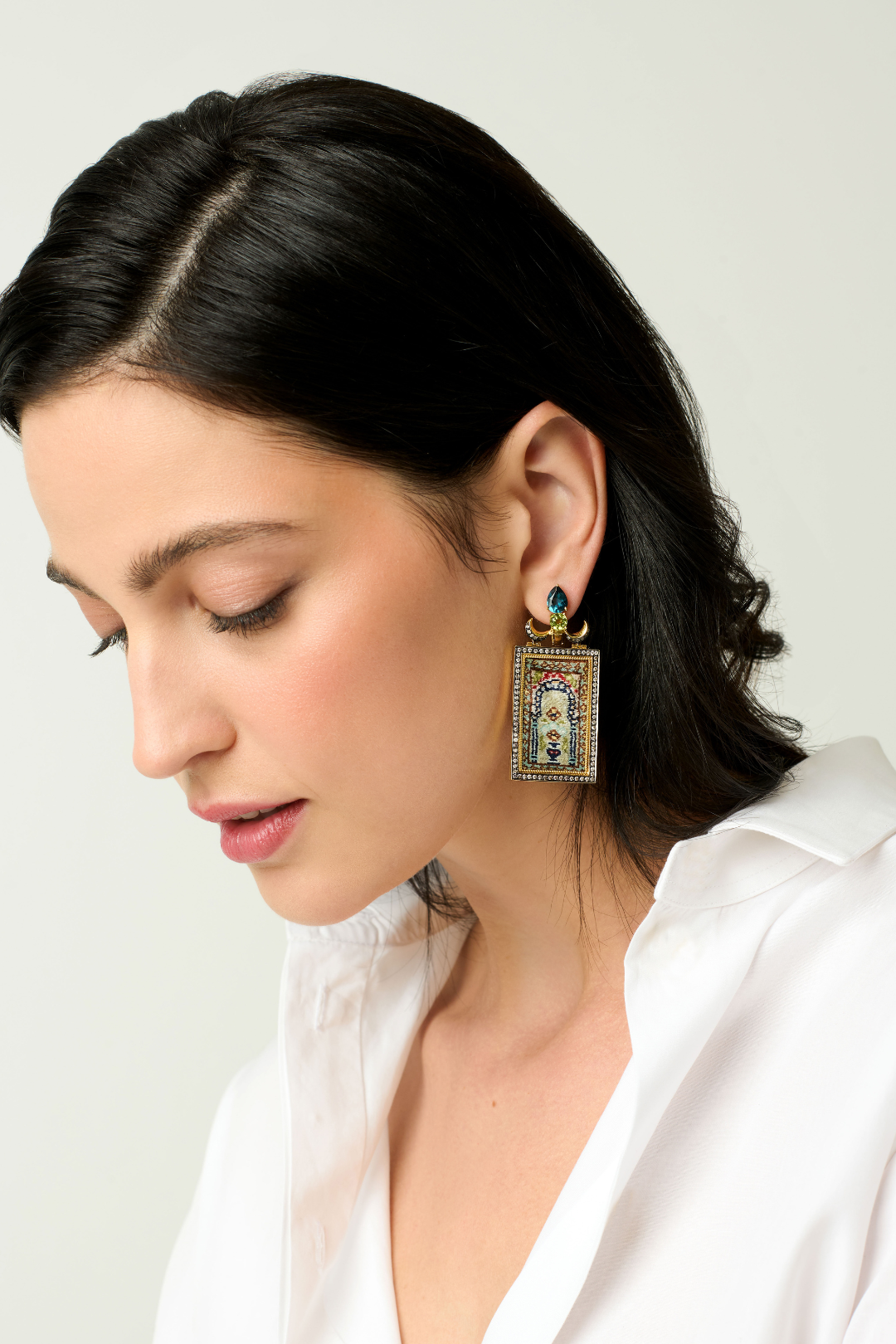 Silvia Furmanovich 'Silk Road' Miniature Carpet Earrings with Diamond, Topaz, and Peridot