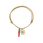 Dezso Tan Cord Necklace with Grande Carved Lemon Quartz Urchin Charm and Cornetto Charm with Sapphire