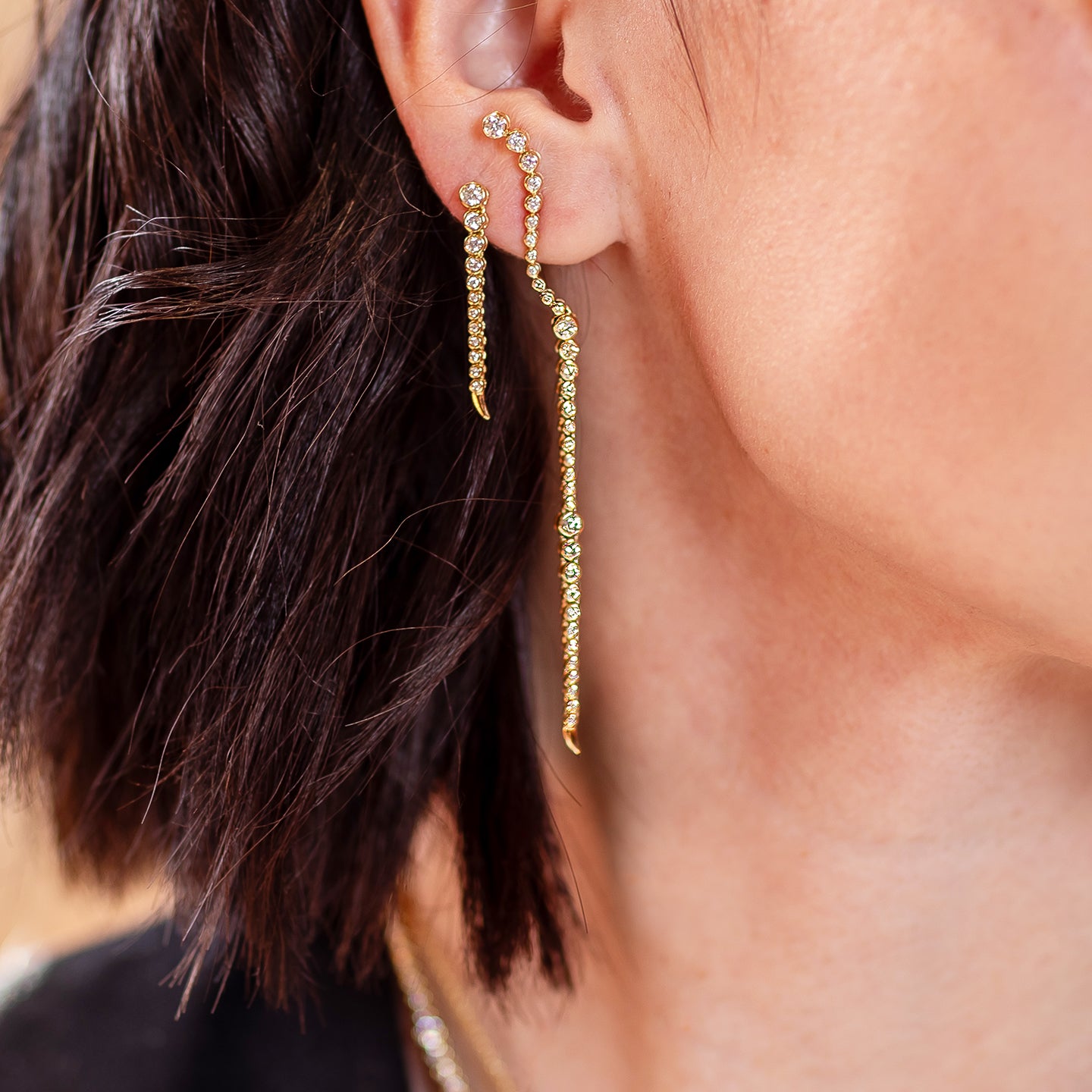 Ondyn Short Continuum Diamond Earrings