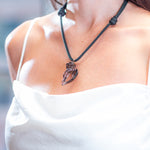 Dezso Black Cord Necklace with Carved Smokey Quartz Sag Harbor Chank Pendant with Diamonds