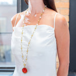 Sylva & Cie Pearl and Gold Bead Necklace