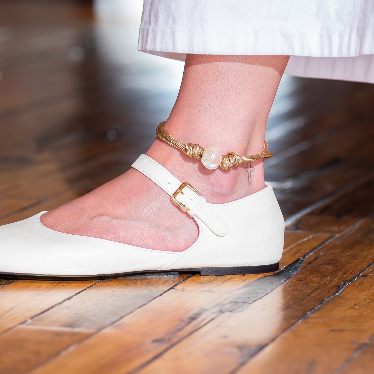 Dezso Surf Cord Anklet with Pearl Bead