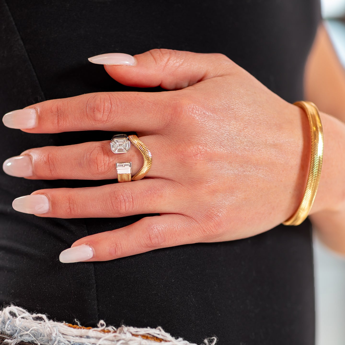 Nikos Koulis 'Feelings' Ring with Diamonds and Black Enamel