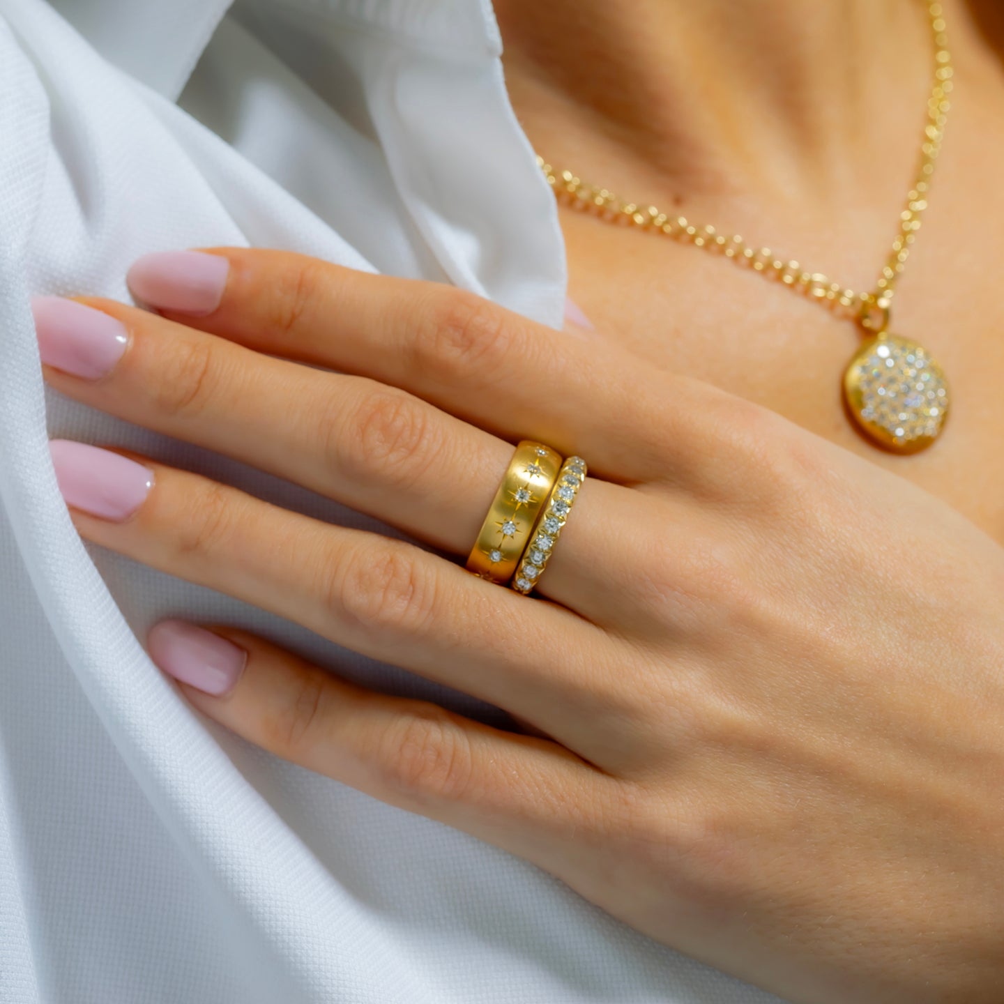 Caroline Ellen Pave Diamond Rounded Band