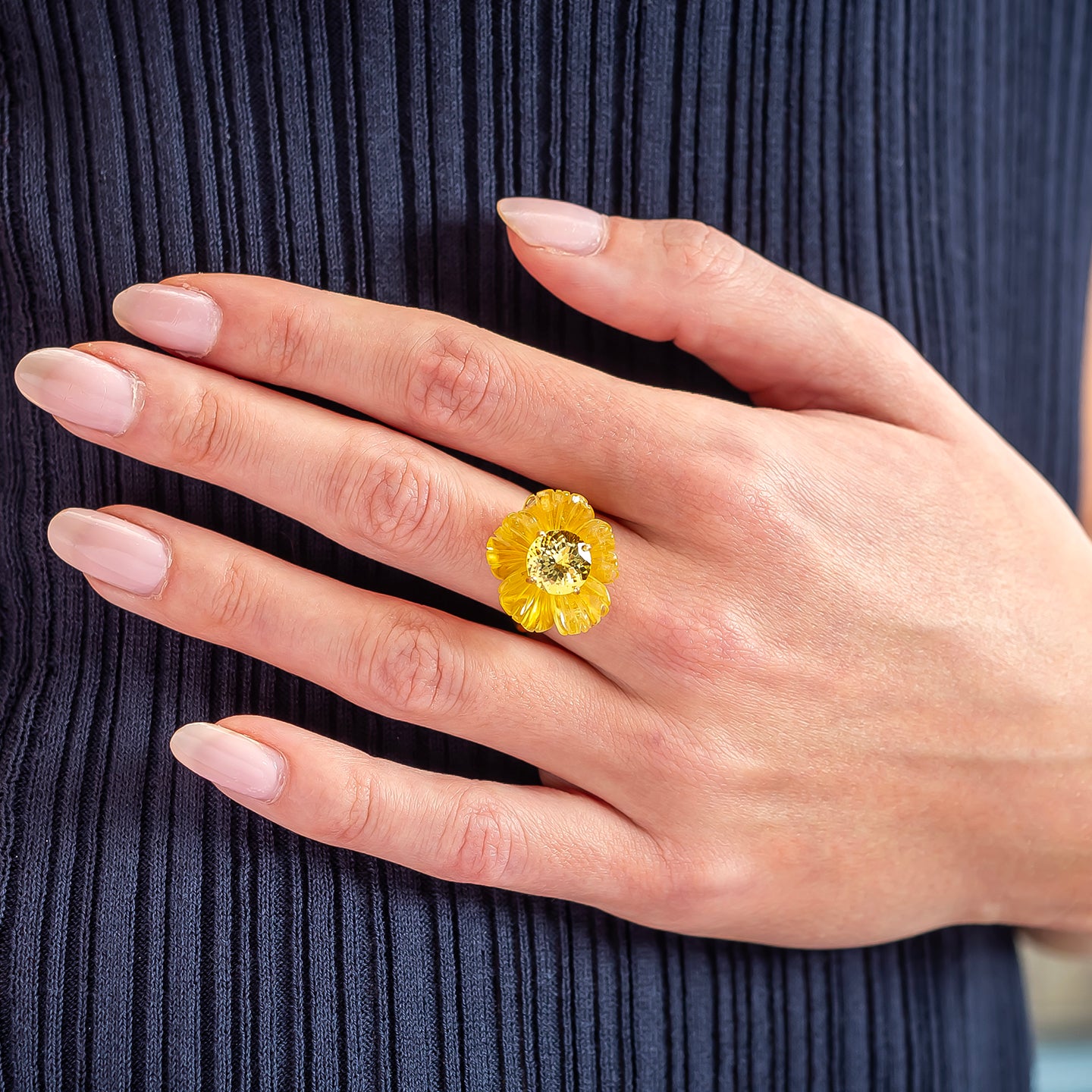 Irene Neuwirth 'Tropical Flower' One-of-a-Kind Carved Beryl Ring