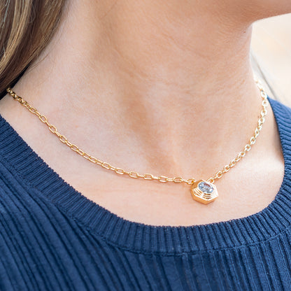 Harwell 'Hexed' Aquamarine Pendant Necklace