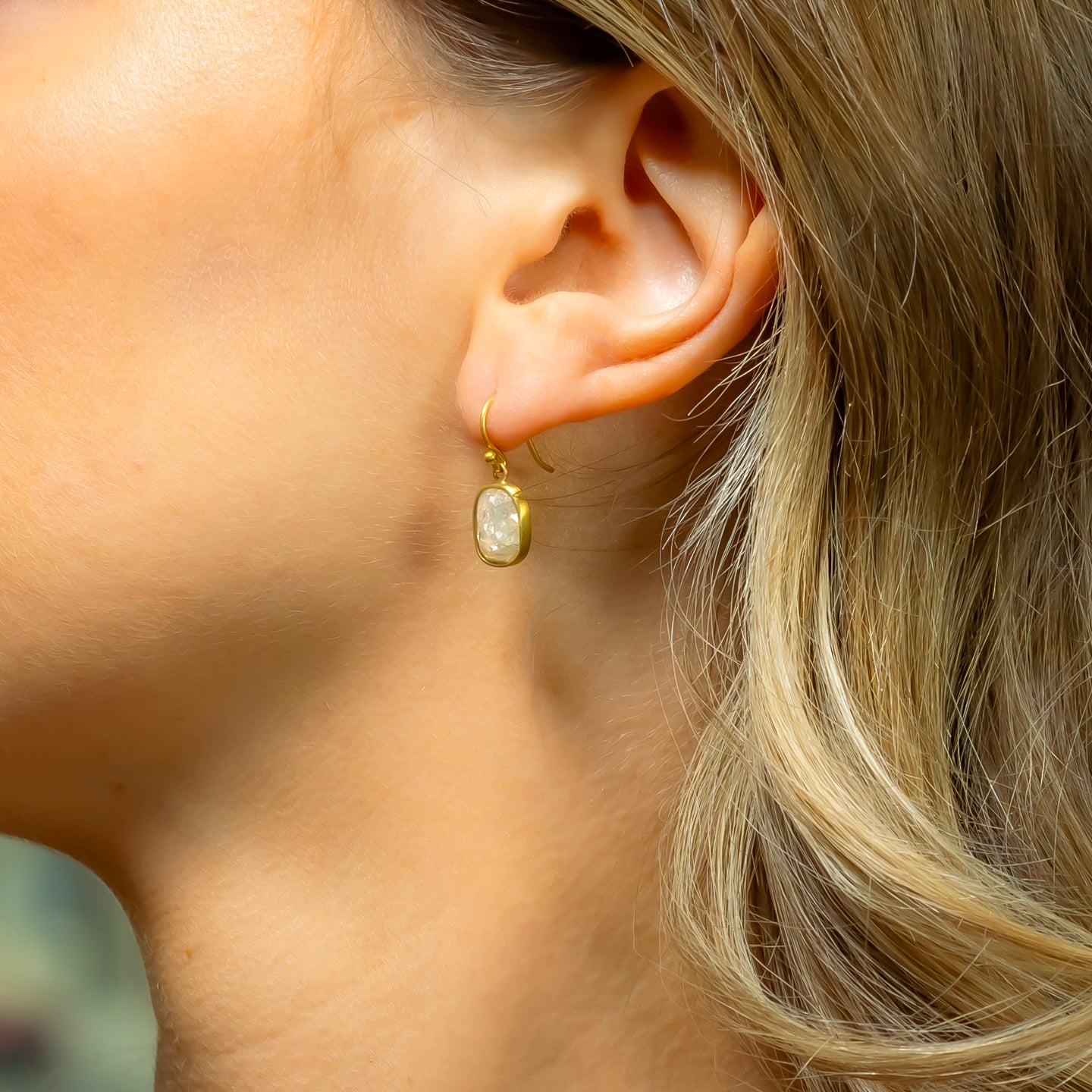 Caroline Ellen Cushion Rectangle Grey Diamond Earrings