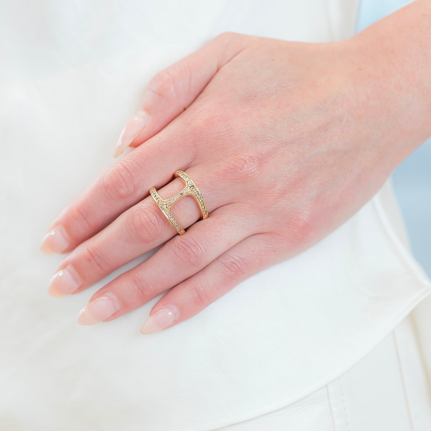 Hoorsenbuhs Yellow Gold Dame Phantom Ring with Cognac Diamonds