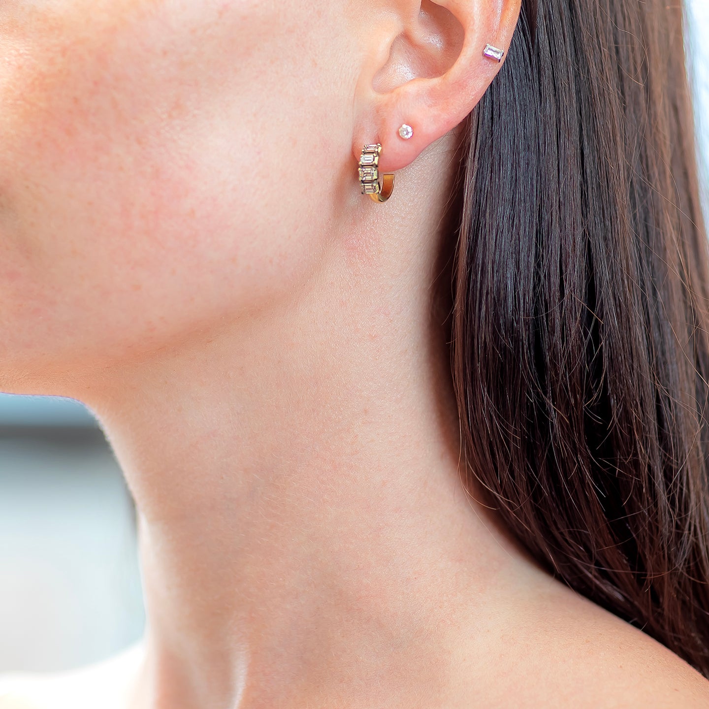 Sylva & Cie Champagne Diamond Hoops