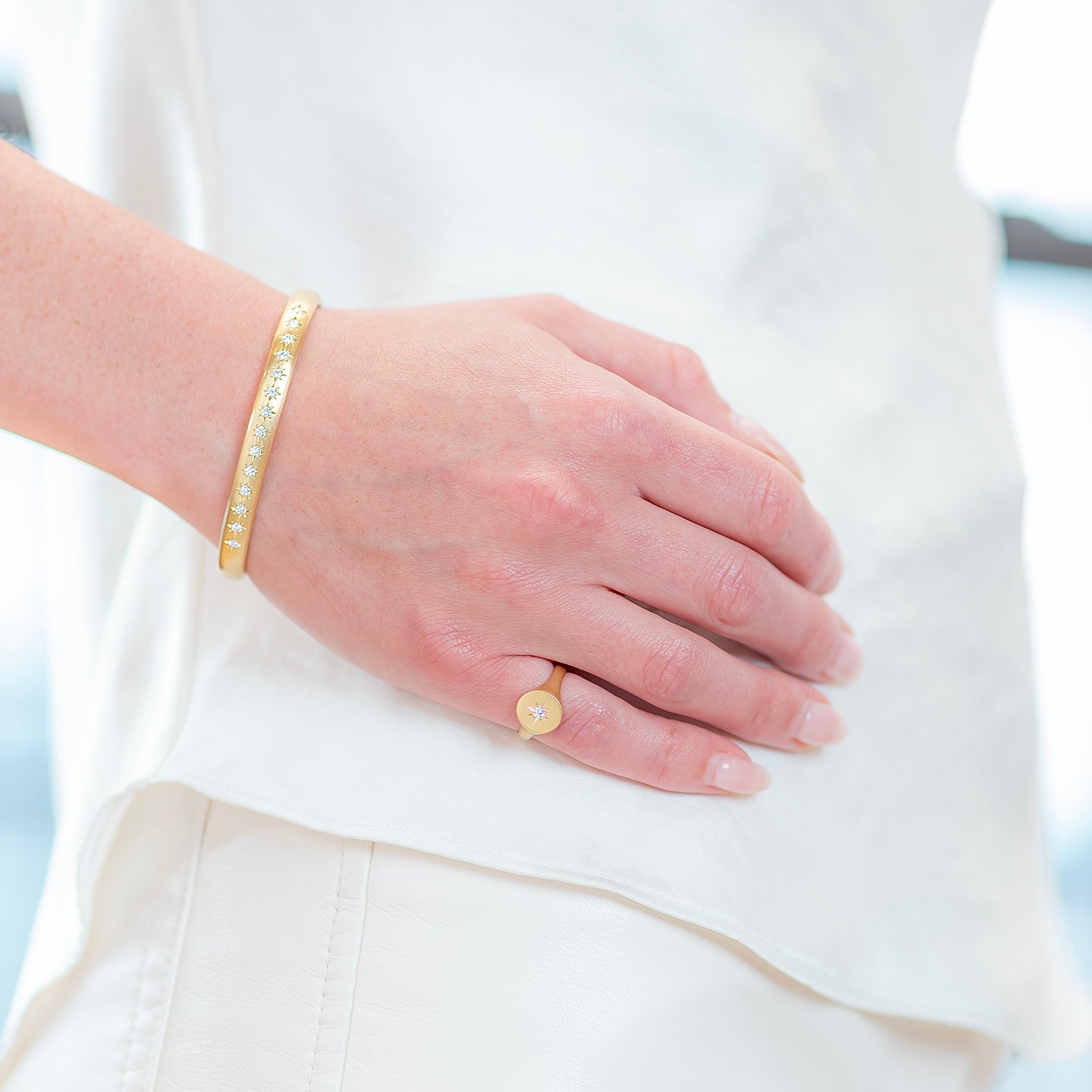 Caroline Ellen Signet Ring with Star Set Diamond