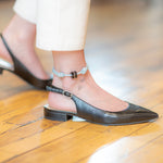 Dezso Classic Carved Onyx Short Bead with Diamonds on Grey Cord Anklet