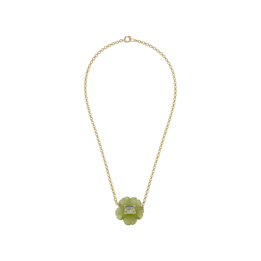 Irene Neuwirth 'Tropical Flower' One-of-a-Kind Carved Peridot and Green Tourmaline Necklace
