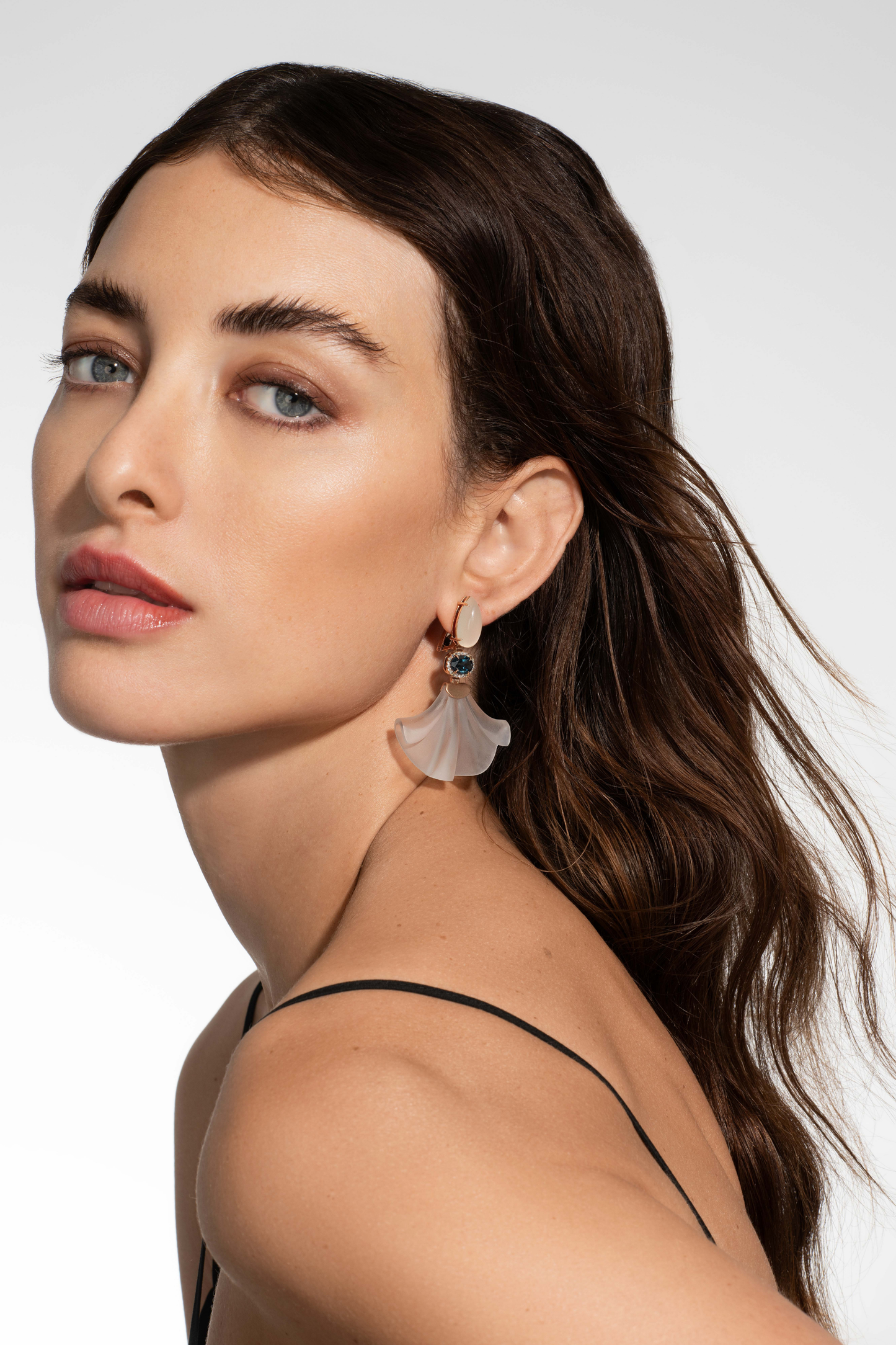 Silvia Furmanovich Rock Crystal Earrings with Diamonds, Topaz, and Moonstone
