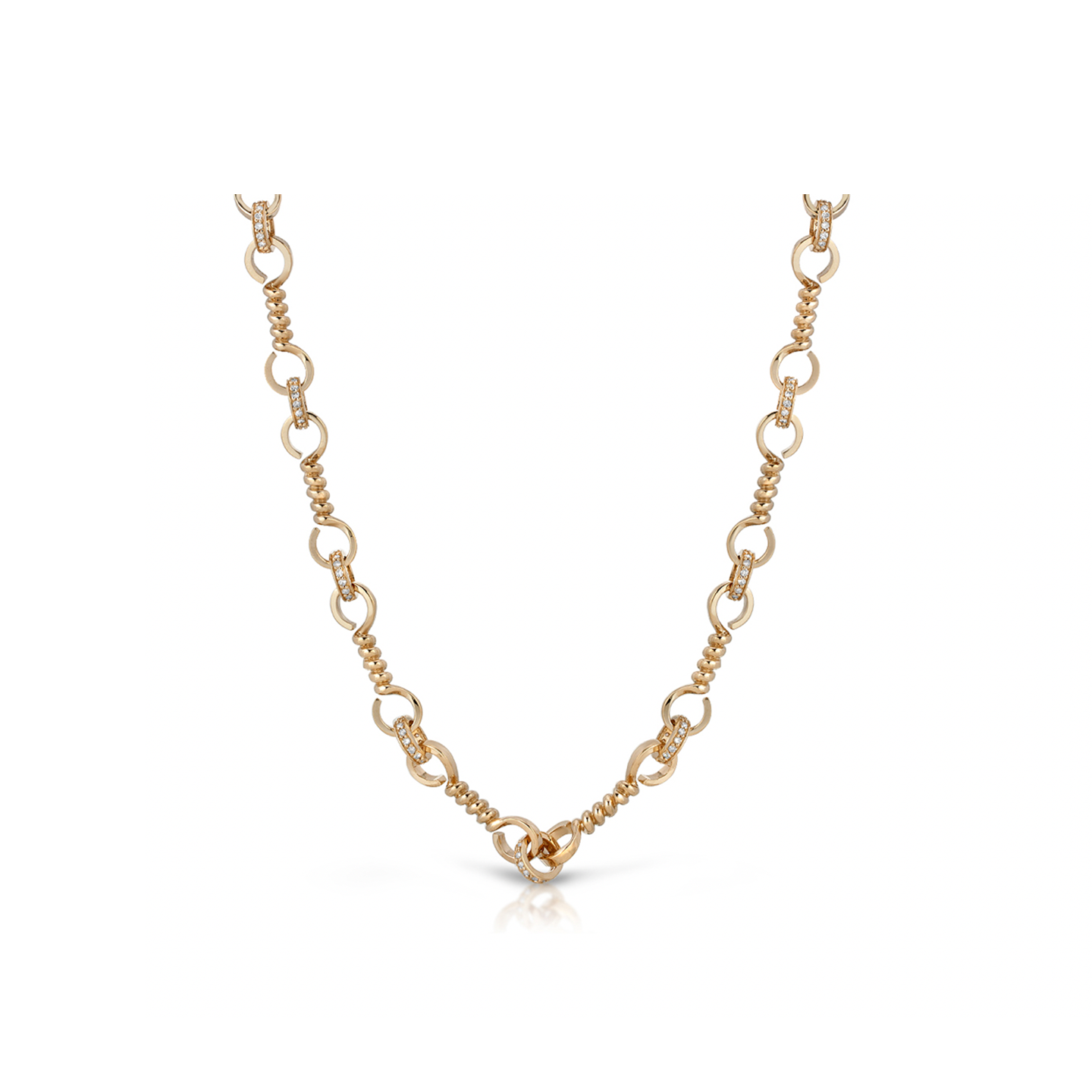 Nancy Newberg Gold Twist Bar Link Necklace with Diamonds