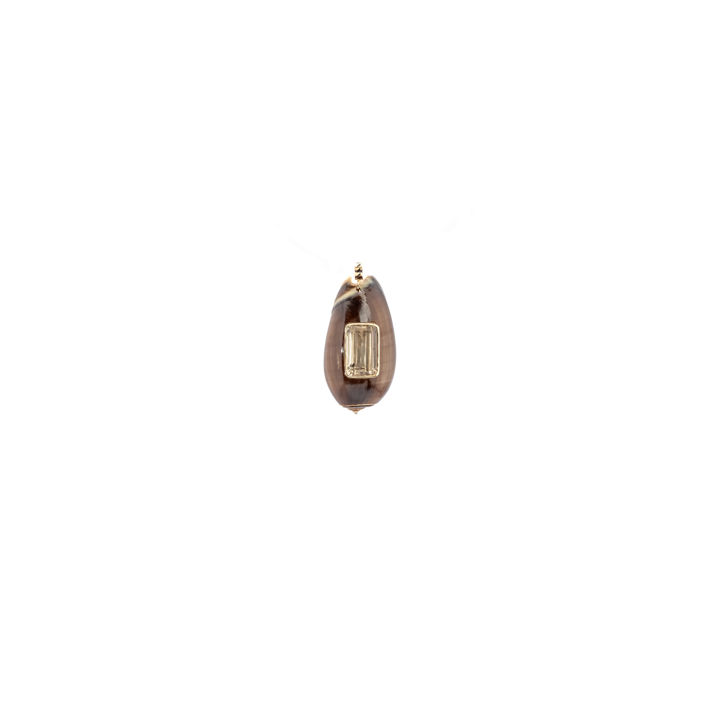 Dezso Sanaya Brown Shell Charm with Aquamarine