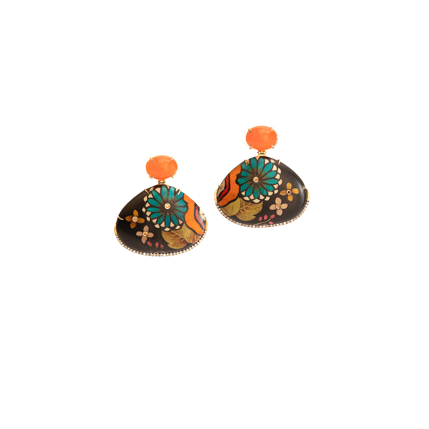 Silvia Furmanovich Chrysanthemum Marquetry Earrings