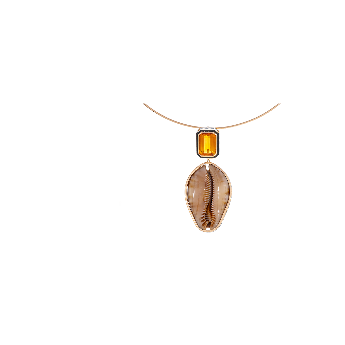 Dezso Grande Cowry Shell and Citrine Charm