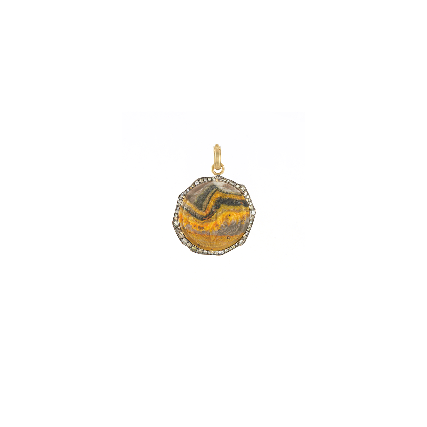 Sylva & Cie Hand Carved Bumble Bee Jasper Owl Pendant