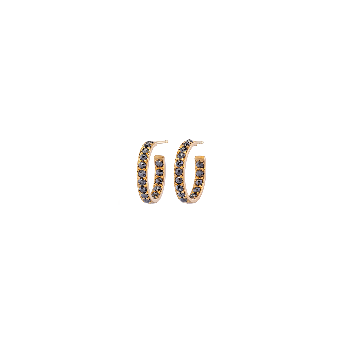 Caroline Ellen Pave Black Diamond Hoop Earrings