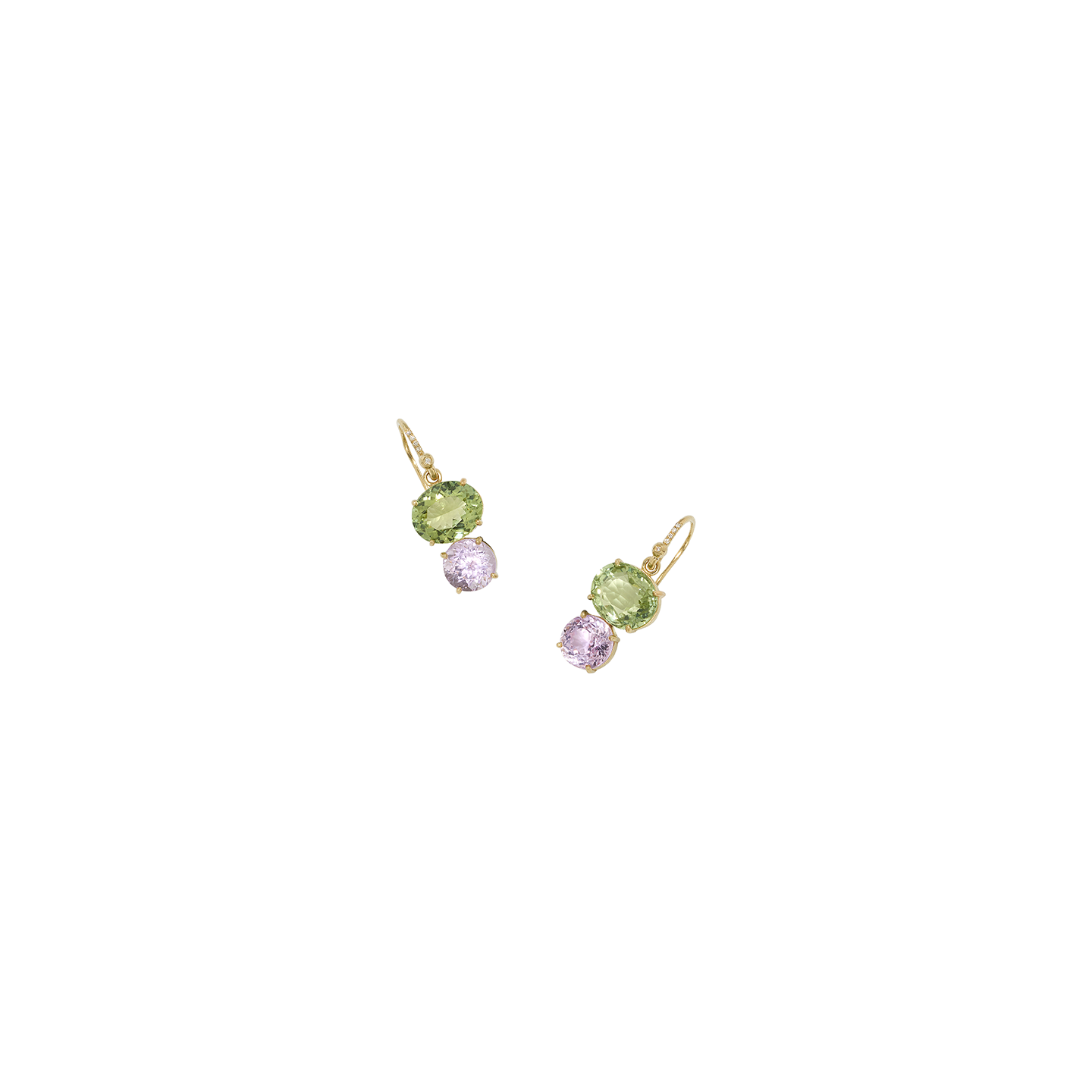 Irene Neuwirth One-of-a-Kind 'Gemmy Gem' Double Stone Earrings with Green Tourmaline and Kunzite